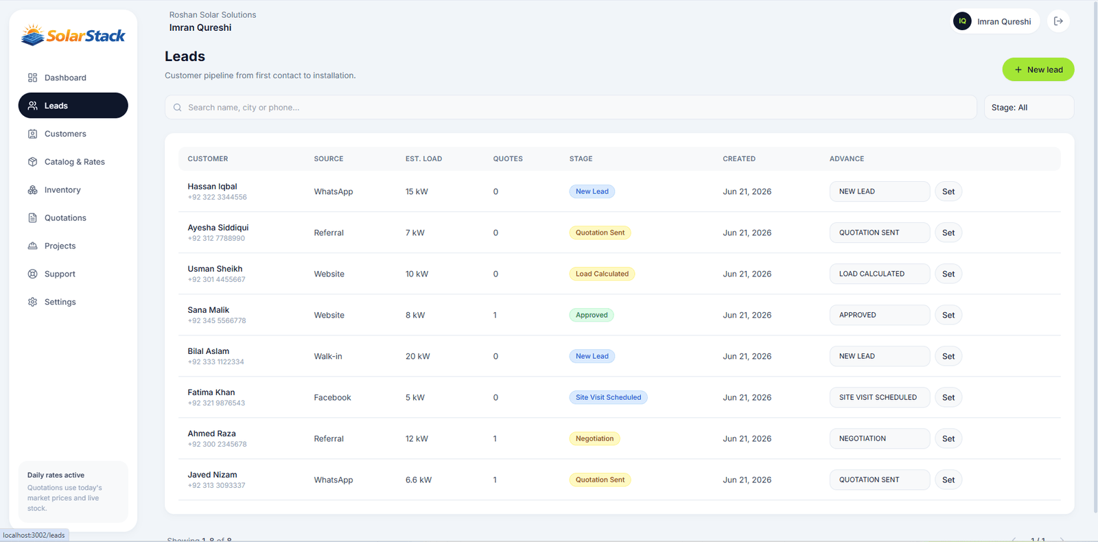 SolarStack — A CRM that follows the solar sale